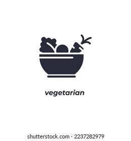 Vector sign vegetarian symbol is isolated on a white background. icon color editable.