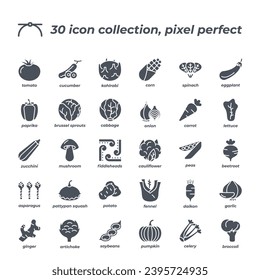 Vector sign of the veggies icon set isolated on a white background. symbol color editable.