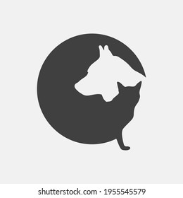 Vector sign veterinarian, dog and cat inside a circle