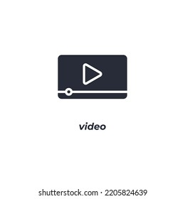 Vector sign of video symbol is isolated on a white background. icon color editable.
