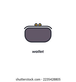 Vector sign wallet symbol is isolated on a white background. icon color editable.