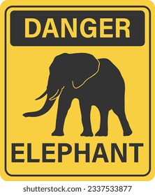 Una advertencia de signo vector sobre un elefante