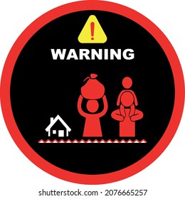 vector sign warning about flood danger