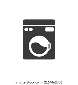 El signo vectorial del símbolo de la lavadora se aísla sobre un fondo blanco. Color del icono de lavado editable.