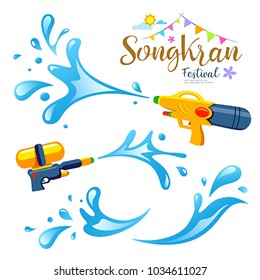 Vector sign and water songkran festival of Thailand design background, illustration