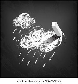 Vector sign Weather Forecast - rain. Chalk on blackboard 