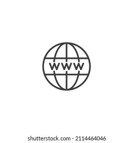 Vector sign of the Web internet and globe symbol is isolated on a white background. Web internet and globe icon color editable.