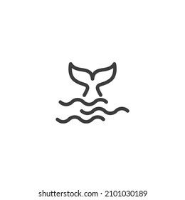 Vector sign of the whale tail symbol is isolated on a white background. whale tail icon color editable.