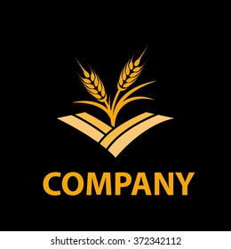Vector sign wheat on black background