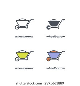 Vector sign of the wheelbarrow symbol isolated on a white background. icon color editable.