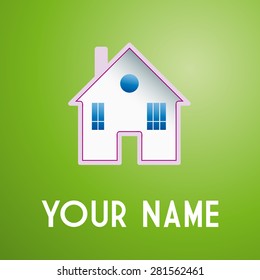 Vector sign white house on green background