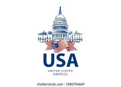 Vector sign White House USA hand drawn