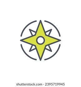 Signo vectorial del símbolo de la rosa del viento aislado en un fondo blanco. color de icono modificable.
