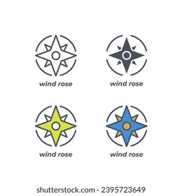 Vector sign of the wind rose symbol isolated on a white background. icon color editable.