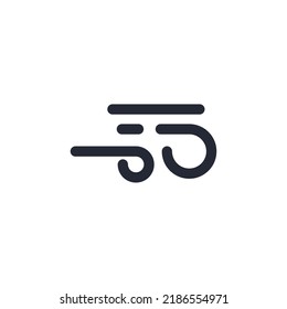 Vector sign of the wind symbol is isolated on a white background. wind icon color editable.