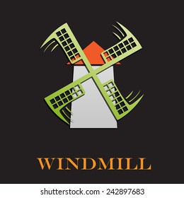 Vector sign windmill, wind energy