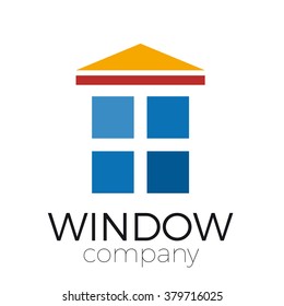 Vector sign window with blue glasses