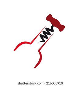 Vector sign wine and corkscrew