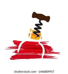 Vector sign wine and corkscrew, abstract illustration for cover, menu or wine list
