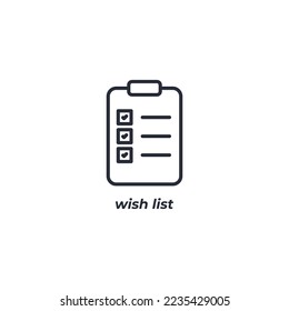 Vector sign wish list symbol is isolated on a white background. icon color editable.