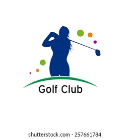 Vector sign woman play golf