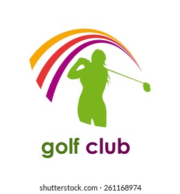 Vector sign woman play golf