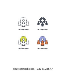 Vector sign of the work group symbol isolated on a white background. icon color editable.