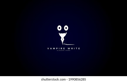 Vector sign writer. Fountain pen, vampire head
