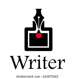 Vector sign writer. Fountain pen and inkwell