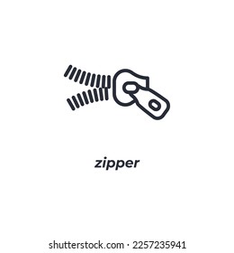 Vector sign zipper symbol is isolated on a white background. icon color editable.