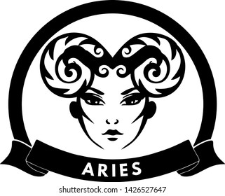 Vector Sign Zodiac Aries woman