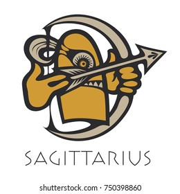 Vector sign of the zodiac. Sagittarius in the form of funny monster in flat style. Icon for astrological horoscope