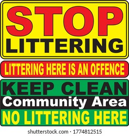 vector signage for stopping of littering 