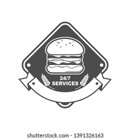 Vector signage template design with burger theme