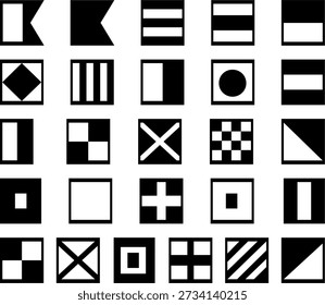 Vector signal nautical flags. International signal flag, Maritime signals nautical flag on white background.