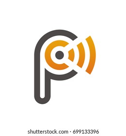 Vector Signal Orange Letter P Logo