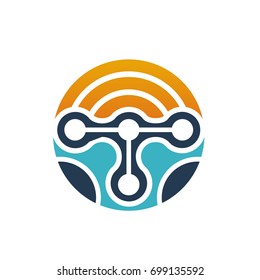 Vector Signal Orange Letter T  Logo Technology