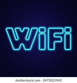 Vector signal wifi sign neon effect. Fully vector effect without raster effects. Editable color