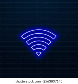 Vector signal wifi sign neon effect. Fully vector effect without raster effects. Editable color.