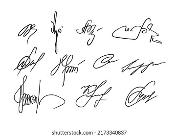 Vector Signature Autograph Hand Drawn Scrawl Stock Vector (Royalty Free ...