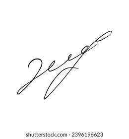 Vector signature. Autograph hand drawn. Scrawl signature. Handwritten autograph. Handwriting scribble by pen. Written black sign isolated on white background. Writing sketch. Write scribbles line