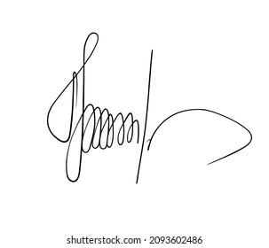 Vektorunterschrift. Falsches Autogramm. Beispiel. Handgeschriebene Schrottlampe. Handschrift-Skript. Schwarze Skizze einzeln auf Hintergrund. Handgezeichneter Platzhalter. Schreiben Sie die abstrakte Zeile John, Smith, Jane