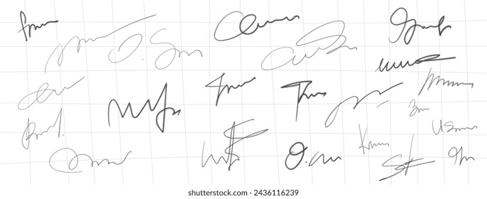 vector signature. handwritten fictitious autograph text. doodle logo illustration