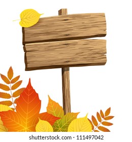 vector signboard and leaves