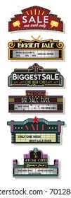 Vector Signboards and Light Boxes Retro Cinema Stylization