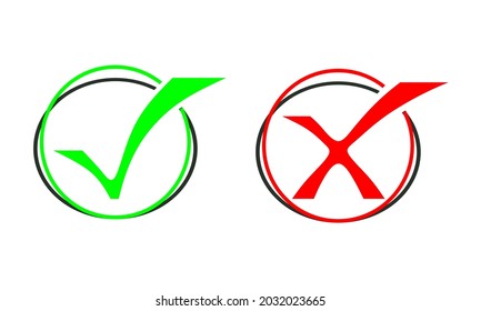 Señales vectoriales: marca de verificación y cruz