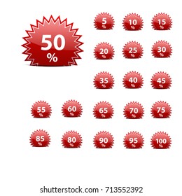 Vector signs discount on shield, sale collection,  star shape