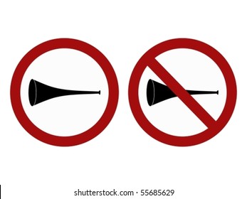 Vector signs indicating vuvuzelas are allowed / not allowed