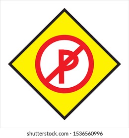 vector signs are prohibited from parking on a white background