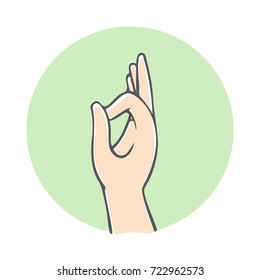 Vector signs and symbols of the fingers OK drawing hand